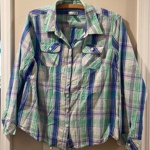 Petite large Croft&Barrow plaid button up
